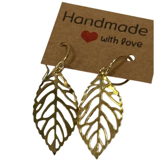 new england jewelry designs Jewelry - Filigree leaf earrings - gold with gift box